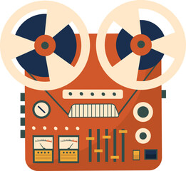 Reel-to-reel audio tape recording Vintage icon. Vector illustration