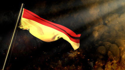 soft focus Indonesia flag on smoke with sun beams bg - problem concept - abstract 3D illustration