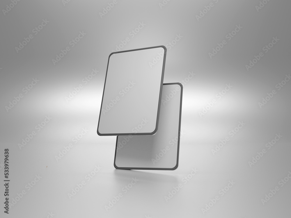 Poster tablet screen mockup 3d rendering with white background