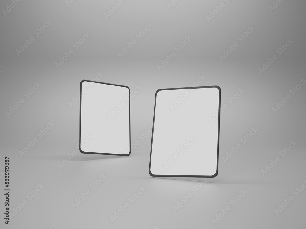 Poster tablet screen mockup 3d rendering with white background