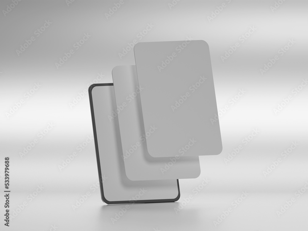 Poster tablet screen mockup 3d rendering with white background