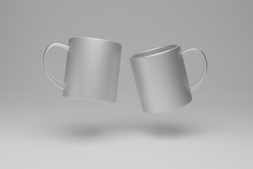 Ceramic mug mockup 3d illustration with white background  
