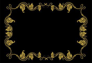 Vintage invitation leaf and roots vector design in unique gold color