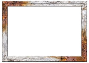 Vieux cadre bois, fond blanc 