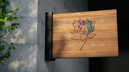Elegant flower on billboard and shadow