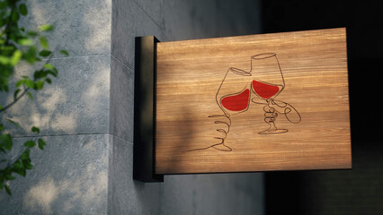 Elegant sign from glasses of wine, for presentation