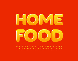Vector bright sign Home Food with creative Alphabet Letters and Numbers set. Gradient color Font