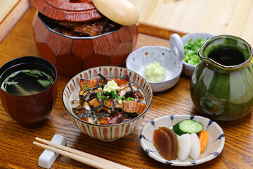 Hitsumabushi is a Japanese Nagoya rice dish decorated with grilled Unagi eel at the top. The eel is...