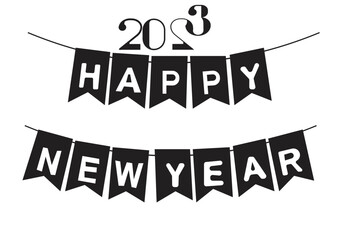 Vector illustration of happy New Year 2023. New year's holiday