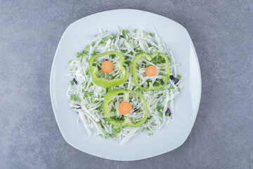 Sweet pepper carrot and vegetables , on the marble background