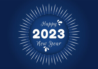 Happy New Year 2023 Celebration Template Hand Drawn Cartoon Flat Background Illustration with Fireworks, Ribbons and Confetti Design