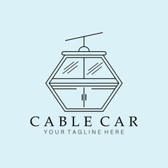 cable car line art minimalist logo vector illustration design creative