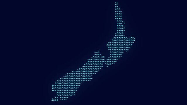 New zealand digital map technology and telecommunication network map futuristic neon animation