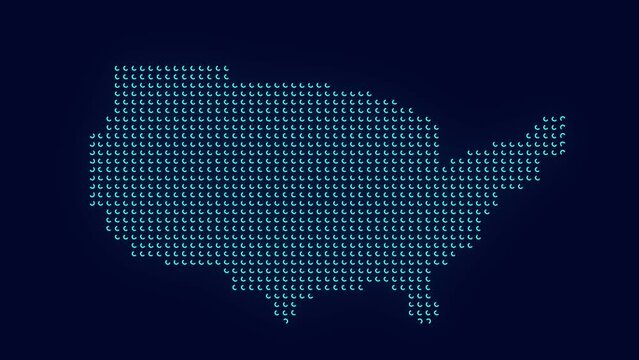 USA digital map technology and telecommunication network map futuristic neon animation