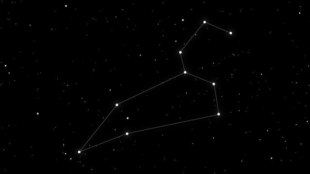 Leo constellation star gazing in dark night sky  space and astronomy concept animation