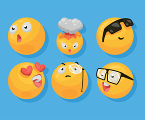 six emojis 3d style icons