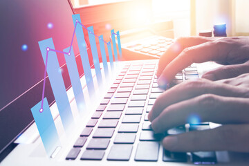 business graph of financial investment and income management , digital data driven marketing