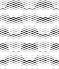 Vector seamless texture. Modern geometric background. Grid with hexagonal tiles made of dots. - 533989472