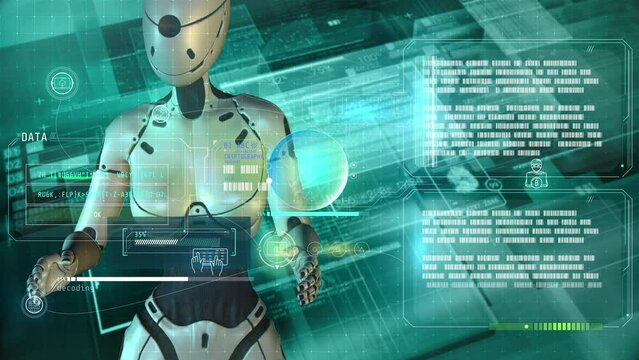 Data processing in virtual digital space, 3D render.