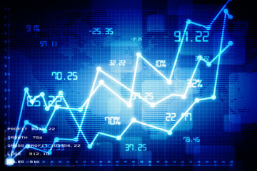 2d rendering Stock market online business concept. business Graph 