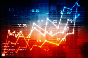 2d rendering Stock market online business concept. business Graph 