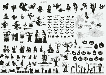 Set of silhouettes for Halloween party decoration