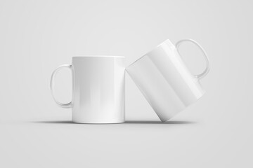 Blank mug mockup isolated on white 3D rendering