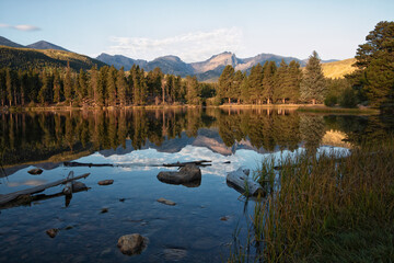 Sprague Lake in Rocky Mountain National Park at sunrise