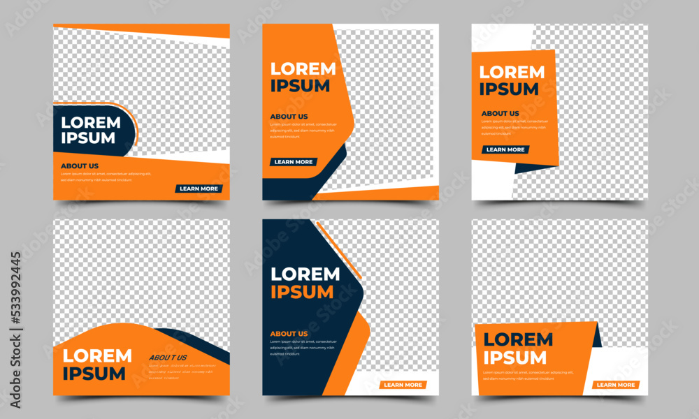 Canvas Prints set of square banner template design. orange and dark blue color shape with place for the photo. usa