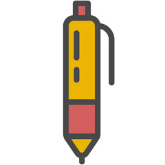 Ink pen automatic ballpoint outline flat vector icon