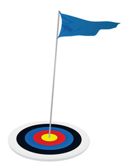 Blue flag on target board. vector