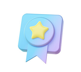 3d render of Gradient favorite star badge illustration icons for web social media ads designs	