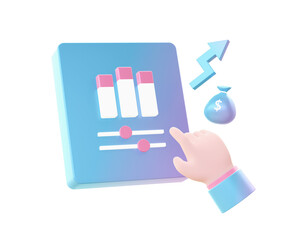 3d render of Gradient finance growth infographic illustration icons for web social media ads designs	
