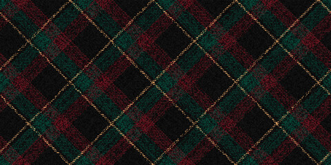 grungy ragged old dark fabric diagonal texture of  wool suit red green yellow stripes on black checkered gingham repeatable pattern for plaid tablecloths shirts tartan clothes dresses bedding tweed