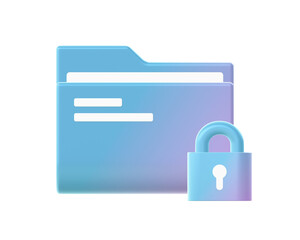 Obraz premium 3d render of Gradient folder padlock security illustration icons for web social media ads designs 