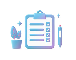 3d render of Gradient item checklist form illustration icons for web social media ads designs	

