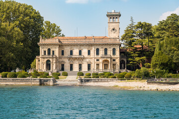 View of the Villa Erba, today Villa Gastel-Visconti, from Lake Como, Cernobbio, Lombardy, Italy