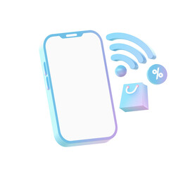 3d render of Gradient online shopping illustration icons for web social media ads designs	
