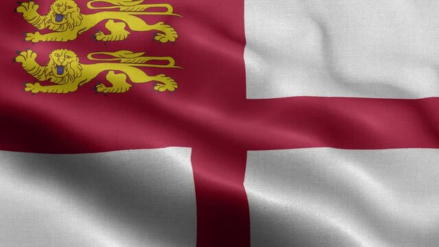 Flag Of Sark - Sark Flag High Detail - National flag Sark wave Pattern loopable Elements - Seamless loop - Highly Detailed Flag - The flag of fluttering in the wind - Highly detailed animation of the
