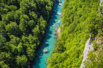 Montenegro natural landscape, mountain river Tara Portrait of a disgruntled girl sitting at a cafe table