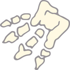 Line imprints of fossil of prehistoric animal dinosaur, bird, lizard, fish. Gray archeology fragments. Set of realistic hand drawn sketch art. PNG illustration