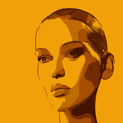 Abstract beautiful women portrait. Woman beauty fashion concept, minimalistic style. Trendy modern illustration for poster, banner, cover.