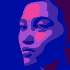 Abstract beautiful women portrait. Woman beauty fashion concept, minimalistic style. Trendy modern illustration for poster, banner, cover.