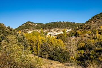 Fototapeta na wymiar Mountain landscapes at the village Valdecabras, Serrania de Cuenca, Spain