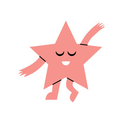 Cartoon Color Character Geometric Comic Creature Character Red Star Flat Design Style Isolated on a White Background. Vector illustration