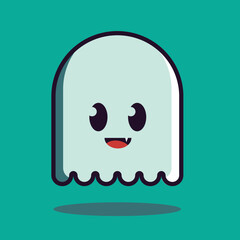 Cute smile ghost chartoon vector , happy Halloween