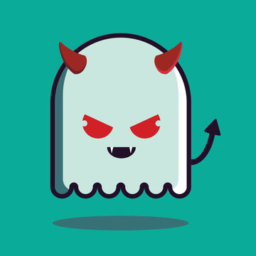 Evil ghost chartoon vector , happy Halloween