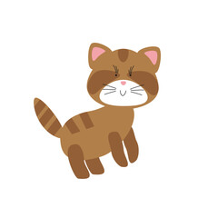 vector illustration brown cute cat kitten on white background