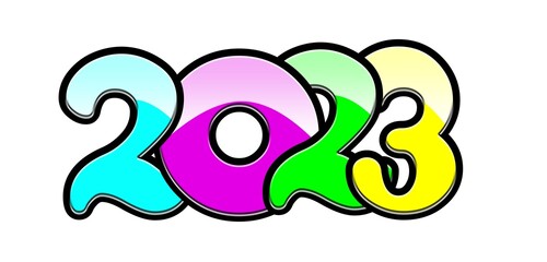 Beautiful 2023 illustration isolated on plain white background