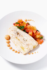 Sea Bass Fillet with tomato salad and sauce